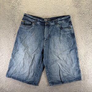 Vintage Enyce Shorts Men's 38 Blue Cotton Denim Bermuda Faded Workwear Baggy